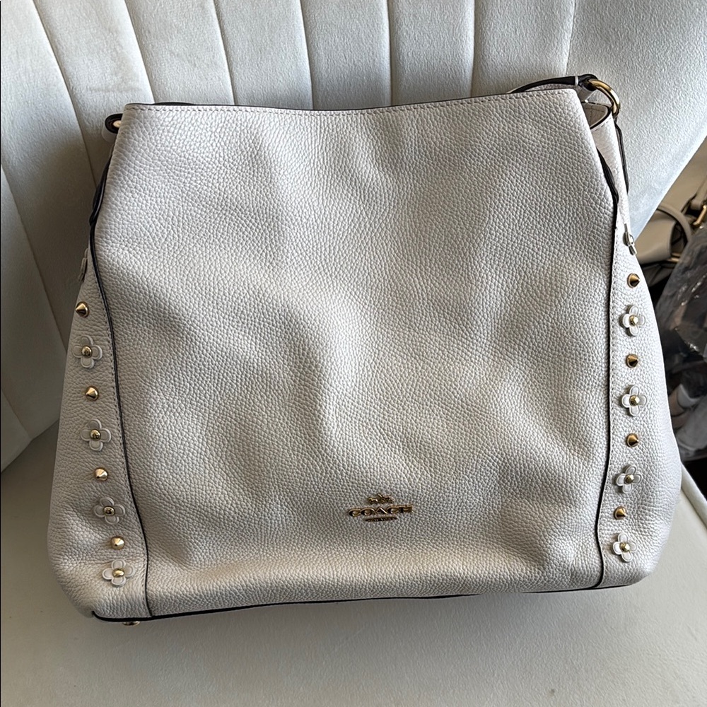 Coach Edie 31 rivets White Leather chalk Studded Women's Bag